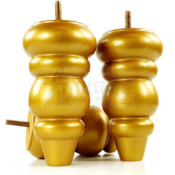 L&F 4X Solid Turned Wood Furniture Legs Chair Settee Feet 155mm 8mm Thread Gold Pkc220 - thumbnail 4
