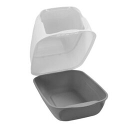 Thehotsale Large Grey Detachable Enclosed 180 Degree Flip-Top Cat Litter Box With Scoop 35Cm W X 50 Cm D X 35 Cm H - thumbnail 3