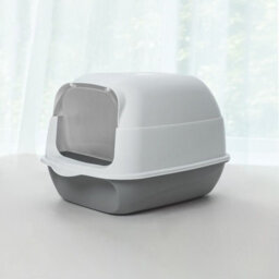 Thehotsale Large Grey Detachable Enclosed 180 Degree Flip-Top Cat Litter Box With Scoop 35Cm W X 50 Cm D X 35 Cm H - thumbnail 2