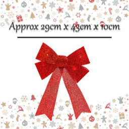 Light Up Tinsel Bow Christmas Decoration X 1 29Cm X 43Cm X 10Cm Red - thumbnail 2