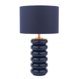 Pagazzi Lighting Pagazzi Portia Navy Blue Cotton And Blown Glass Table Lamp - thumbnail 3