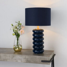 Pagazzi Lighting Pagazzi Portia Navy Blue Cotton And Blown Glass Table Lamp