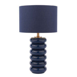 Pagazzi Lighting Pagazzi Portia Navy Blue Cotton And Blown Glass Table Lamp - thumbnail 4