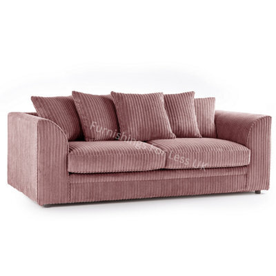 Furnishings For Less UK Luxor Jumbo Cord Pink Fabric 3 Seater Sofa - image 1