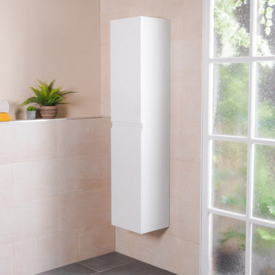 Rinse Bathrooms  1600mm Lh Wall Mounted White Gloss Tall Bathroom Furniture Storage Unit - image 1
