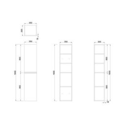 Rinse Bathrooms  1600mm Lh Wall Mounted White Gloss Tall Bathroom Furniture Storage Unit - thumbnail 7