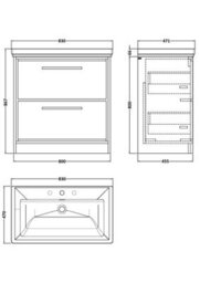 Balterley Longnor Modern Bathroom Floor Standing 2-Drawer Vanity Unit With Fireclay Basin, Coastal Grey, 800mm - thumbnail 2