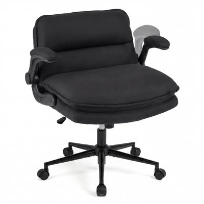 Gainoom Criss Cross Chair On Wheels With Flip-Up Arms Ergonomic Office Desk Chair Adjustable Height Grey - image 1