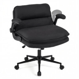 Gainoom Criss Cross Chair On Wheels With Flip-Up Arms Ergonomic Office Desk Chair Adjustable Height Grey
