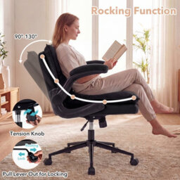 Gainoom Criss Cross Chair On Wheels With Flip-Up Arms Ergonomic Office Desk Chair Adjustable Height Grey - thumbnail 7