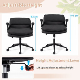 Gainoom Criss Cross Chair On Wheels With Flip-Up Arms Ergonomic Office Desk Chair Adjustable Height Grey - thumbnail 8