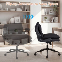 Gainoom Criss Cross Chair On Wheels With Flip-Up Arms Ergonomic Office Desk Chair Adjustable Height Grey - thumbnail 6