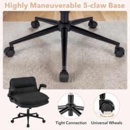 Gainoom Criss Cross Chair On Wheels With Flip-Up Arms Ergonomic Office Desk Chair Adjustable Height Grey - thumbnail 9