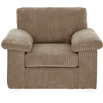 Furnishings For Less UK Delta Large Fabric Armchair Sofa Padded Arms Jumbo Cord Coffee