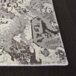 Grey Luxurious Modern Easy To Clean Abstract Floral Geometrical Viscose Wool Rug For Living Room, Bedroom - 236Cm X 297Cm - thumbnail 7