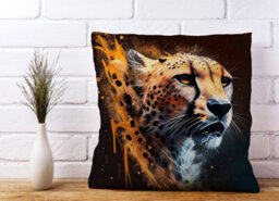 Warren Reed Designer Cheetah Face Splashart Dark Background Cushions 45Cm X 45Cm - thumbnail 2