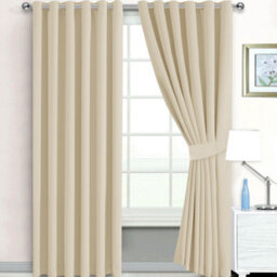 Bedlooms Blackout Curtain Thermal Insulated Eyelet Ready Made Ring Top Cream Curtain (Pair) 66 X 90 Inches With Tie Backs - thumbnail 2