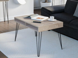 Impact Furniture Industrial Coffee Table Storage Living Room Loft Style Metal Hairpin Leg Grey Oak Effect Mr - thumbnail 3