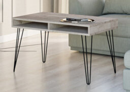 Impact Furniture Industrial Coffee Table Storage Living Room Loft Style Metal Hairpin Leg Grey Oak Effect Mr - thumbnail 1