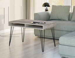 Impact Furniture Industrial Coffee Table Storage Living Room Loft Style Metal Hairpin Leg Grey Oak Effect Mr - thumbnail 2