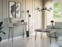 Impact Furniture Industrial Coffee Table Storage Living Room Loft Style Metal Hairpin Leg Grey Oak Effect Mr - thumbnail 9