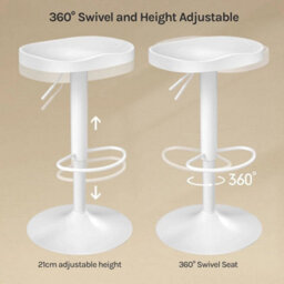 Swivel Bar Stool Gas Lift Barstool Breakfast 1X White - thumbnail 2