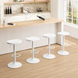 Swivel Bar Stool Gas Lift Barstool Breakfast 1X White - thumbnail 4