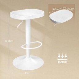 Swivel Bar Stool Gas Lift Barstool Breakfast 1X White - thumbnail 3