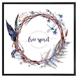 "Andrew Lee Watercolour Boho Wreath (Picutre Frame) / 30X30"" / Brown" - thumbnail 1