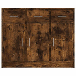 Berkfield Sideboard Smoked Oak 91X28X75 Cm Engineered Wood - thumbnail 5