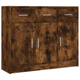 Berkfield Sideboard Smoked Oak 91X28X75 Cm Engineered Wood - thumbnail 2