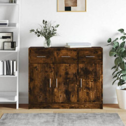 Berkfield Sideboard Smoked Oak 91X28X75 Cm Engineered Wood - thumbnail 1