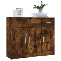 Berkfield Sideboard Smoked Oak 91X28X75 Cm Engineered Wood - thumbnail 3