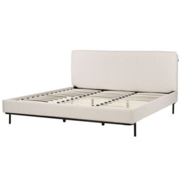Beliani Bed Fabric Corio 180 X 200 Cm (Eu Super King) Light Beige - thumbnail 4