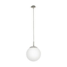 Satin Nickel Pendant Ceiling Light With White Opal Glass Shade - E27 Bulb Compatible - thumbnail 1