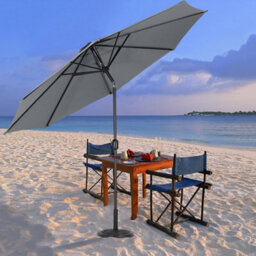 Living And Home 3M Large Rotating Garden Parasol Outdoor Beach Umbrella Patio Sun Shade Crank Tilt With Vintage Base, Dark Grey - thumbnail 1