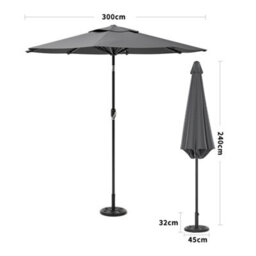 Living And Home 3M Large Rotating Garden Parasol Outdoor Beach Umbrella Patio Sun Shade Crank Tilt With Vintage Base, Dark Grey - thumbnail 5