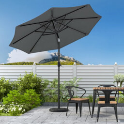Living And Home 3M Large Rotating Garden Parasol Outdoor Beach Umbrella Patio Sun Shade Crank Tilt With Vintage Base, Dark Grey - thumbnail 2