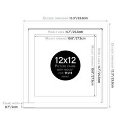 "12X12"" White Picture Frame - 12X12"" Square Frame With 11X11"" Mount For 12X12""/11X11"" Pictures Moderrn Style Thin Edge, 1 Pack" - thumbnail 2