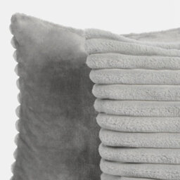 OHS 4 X Faux Fur Thick Rib Filled Cushion Covers, 45 X 45Cm - Grey - thumbnail 6