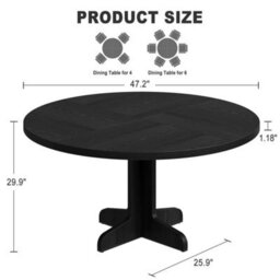 Round Dining Table 4 Seater 119Cm Farmhouse Rustic Wood Kitchen Dinner Table - thumbnail 2