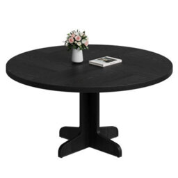 Round Dining Table 4 Seater 119Cm Farmhouse Rustic Wood Kitchen Dinner Table - thumbnail 1