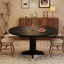 Round Dining Table 4 Seater 119Cm Farmhouse Rustic Wood Kitchen Dinner Table - thumbnail 5