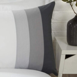 Gr8 Home Sleepdown Colour Block Grey Stripe Reversible Duvet Set Bed Quilt Cover Bedding Super King - thumbnail 2