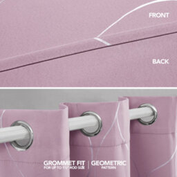 Deconovo Eyelet Thermal Blackout Curtains, Silver Wave Foil Printed Curtains For Girls Bedroom, 66 X 54 Inch, Baby Pink, 1 Pair - thumbnail 2