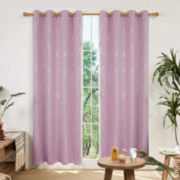 Deconovo Eyelet Thermal Blackout Curtains, Silver Wave Foil Printed Curtains For Girls Bedroom, 66 X 54 Inch, Baby Pink, 1 Pair - thumbnail 5