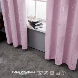 Deconovo Eyelet Thermal Blackout Curtains, Silver Wave Foil Printed Curtains For Girls Bedroom, 66 X 54 Inch, Baby Pink, 1 Pair - thumbnail 4