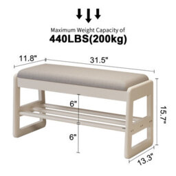 Yqjjgl Stylish Solid Wood Shoe Storage Bench With Flip-Top Seat And Hidden Storage In White 80Cm Shoe Rack - thumbnail 4
