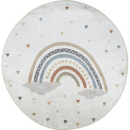 Livabliss Round Lillian-Kids Beige Orange Blue Green Washable Rug For Children's Rooms 160 X 160 Cm Easy Care, Non Shedding - thumbnail 1