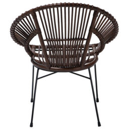Beliani Acapulco Collection Rattan Armchair Brown Wicker Papasan With Black Metal Legs - W70 X D48 X H80Cm - thumbnail 5